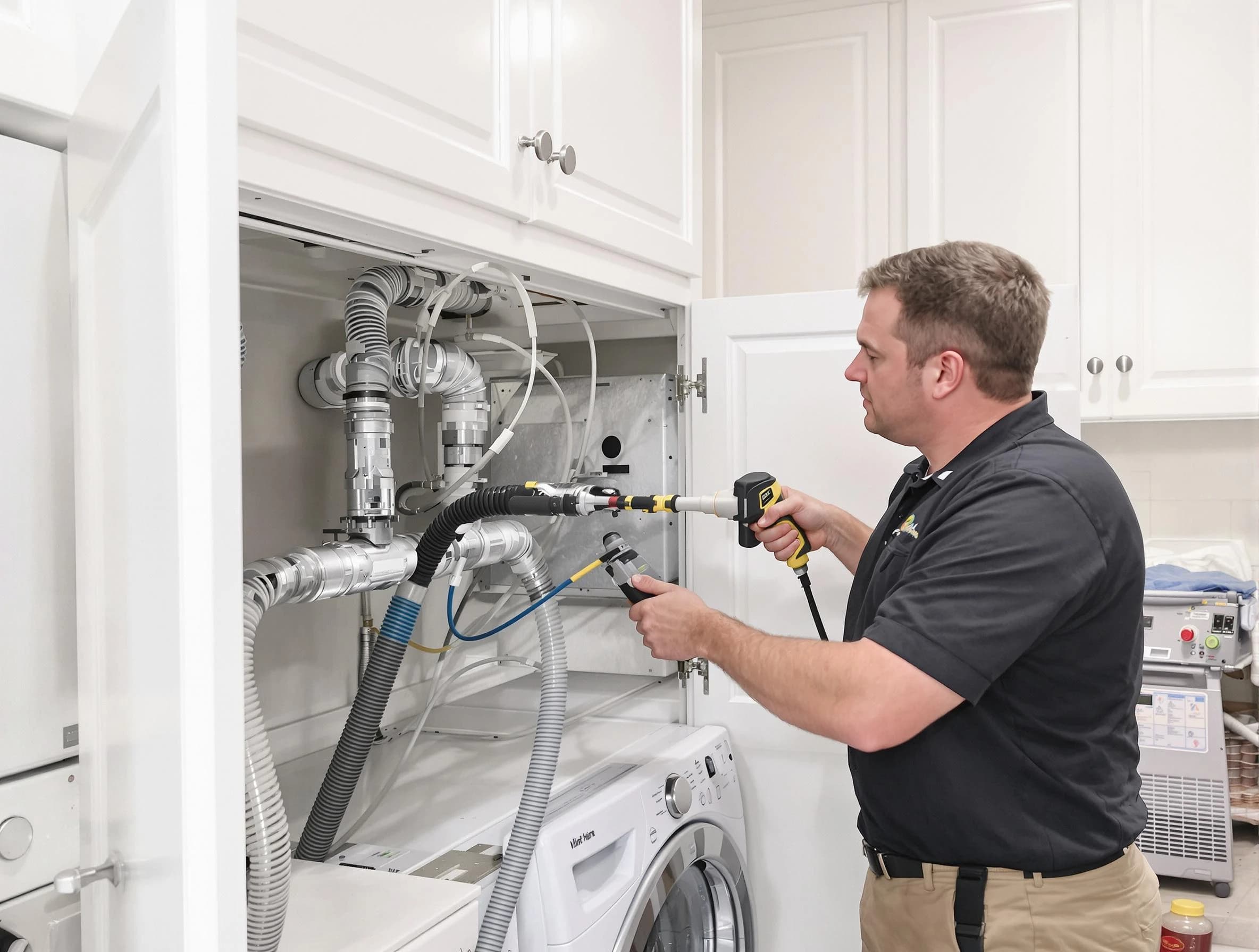 Meridian Dryer Vent Cleaning professional removing severe blockage from a clogged dryer vent in Meridian