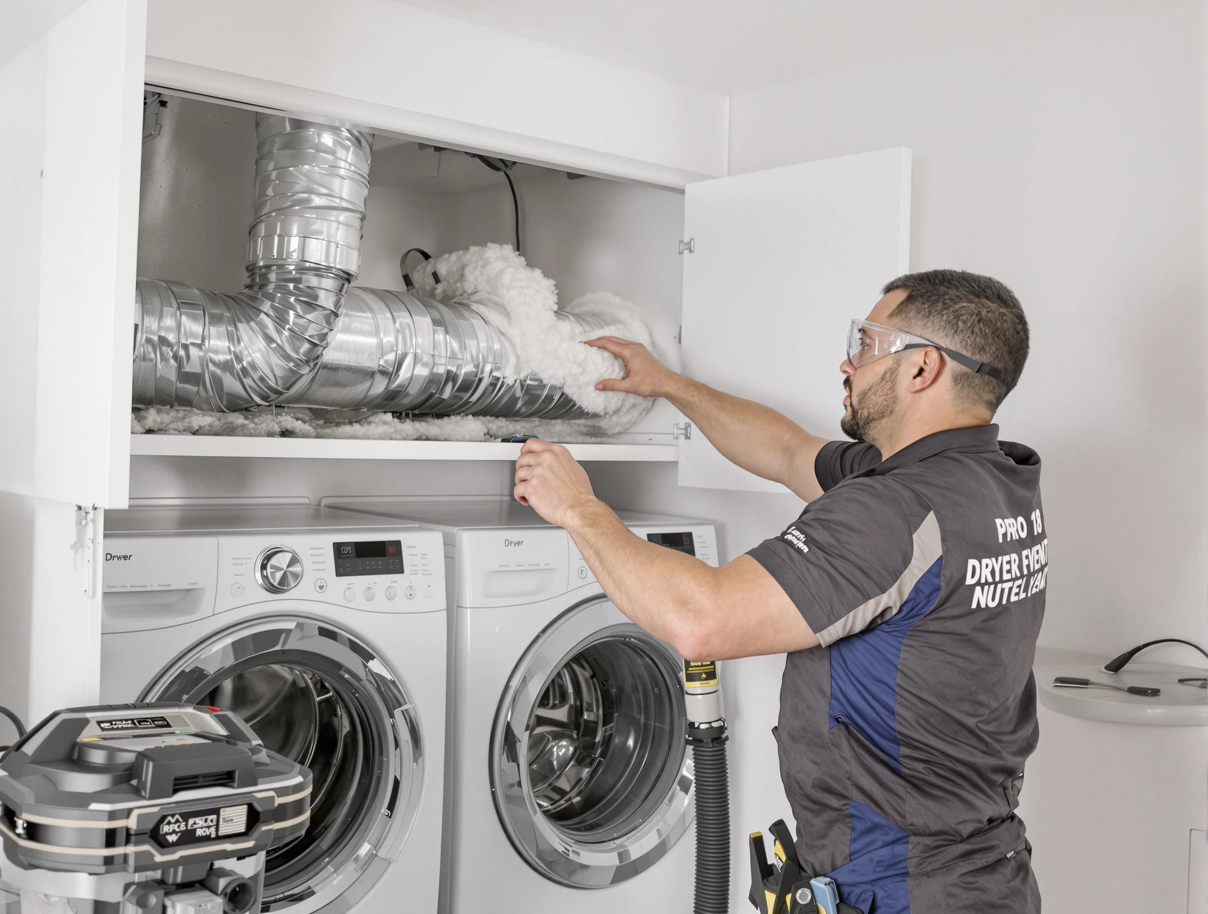 Meridian Dryer Vent Cleaning certified technician performing specialized gas dryer vent cleaning in Meridian
